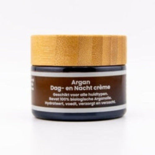 Argan dag- en nachtcrème – natuurlijke handgemaakte gezichtscrème met arganolie voor voeding en hydratatie.