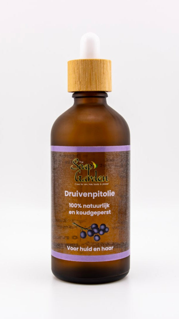 100% pure, koudgeperste druivenpitolie, rijk aan antioxidanten, vitamine E en omega vetzuren.