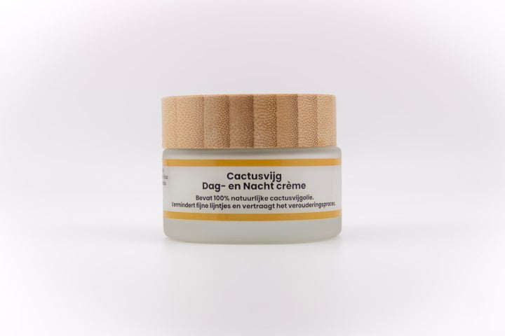 Cactusvijg dag- en nachtcrème – natuurlijke gezichtscrème met cactusvijgolie voor intensieve hydratatie en anti-aging. 