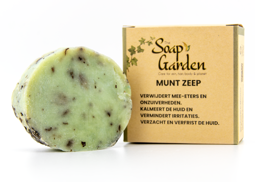 Muntzeep – natuurlijke handgemaakte zeep met muntolie voor een frisse, zuiverende reiniging. 