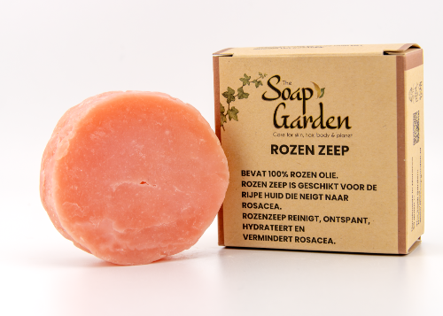Rozenzeep – natuurlijke handgemaakte zeep met rozenextract voor een zachte, kalmerende verzorging.